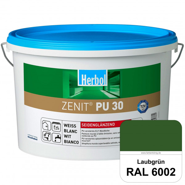 Zenit PU 30 (RAL 6002 Laubgrün) seidenglänzende und strapazierfähige PU-Wandfarbe