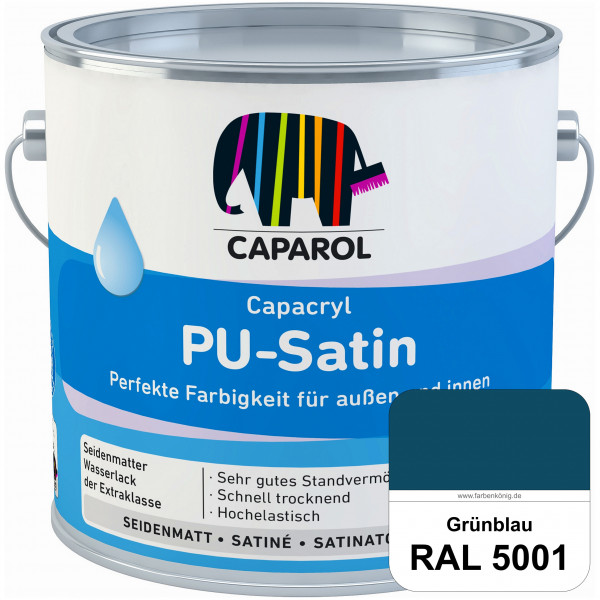 Capacryl PU-Satin (RAL 5001 Grünblau) hochwertige Zwischen-/ Schluss­lackierungen für grundierte Hol