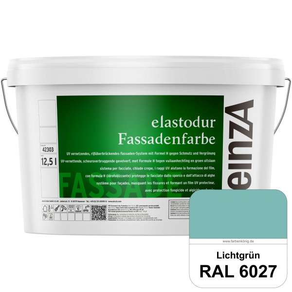 einzA elastodur Fassadenfarbe (RAL 6027 Lichtgrün) UV-vernetzendes & rissüberbrückendes Fassadenfarb