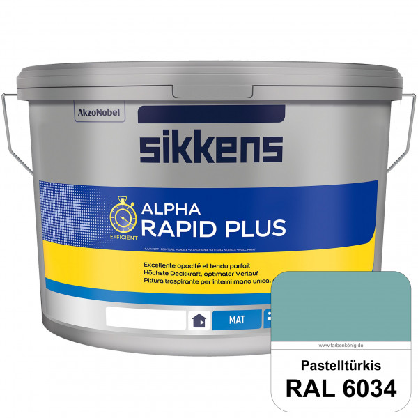 Alpha Rapid Plus (RAL 6034 Pastelltürkis) Hochwertige & stumpfmatte Wandfarbe für mittlere Belastung
