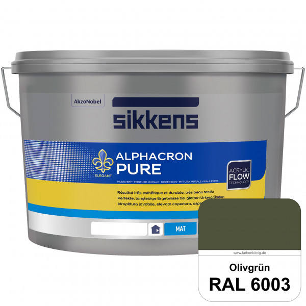 Alphacron Pure (RAL 6003 Olivgrün) Edelmatte & hochertige Premium Wandfarbe für glatte Untergründe.