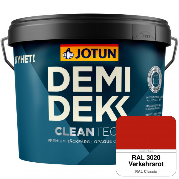 DEMIDEKK Cleantech - Deckende Holzfarbe für Außen (RAL 3020 Verkehrsrot)
