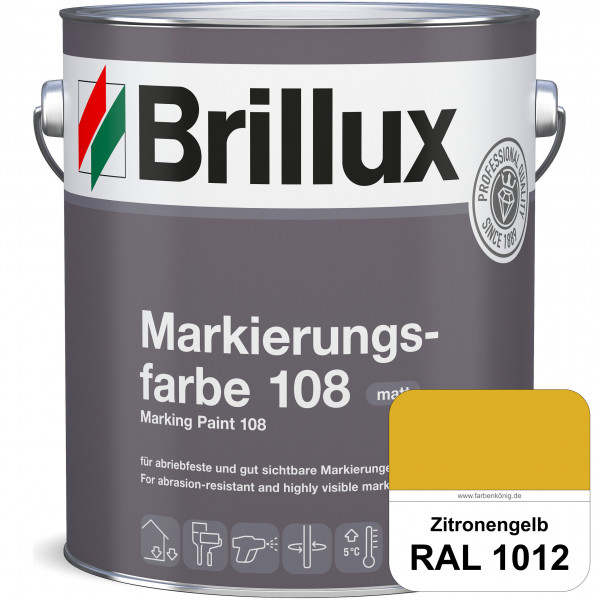 Markierungsfarbe 108 (RAL 1012 Zitronengelb) Markierungsfarbe für Asphalt, Betonböden, Zementestrich