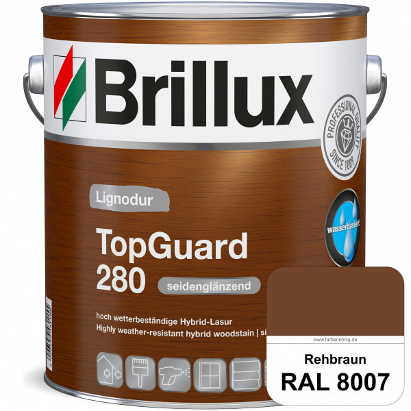 TopGuard 280 (RAL 8007 Rehbraun) wasserbasierte, wetterbeständige und seidenglänzende Hybridlasur (A