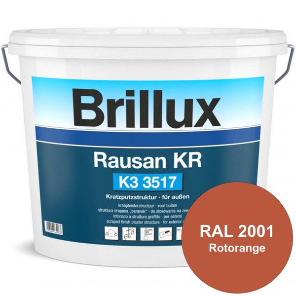 Rausan KR K3 3517 mit Protect (RAL 2001 Rotorange) Organisch gebundener Kratzputz für wetterbeständi