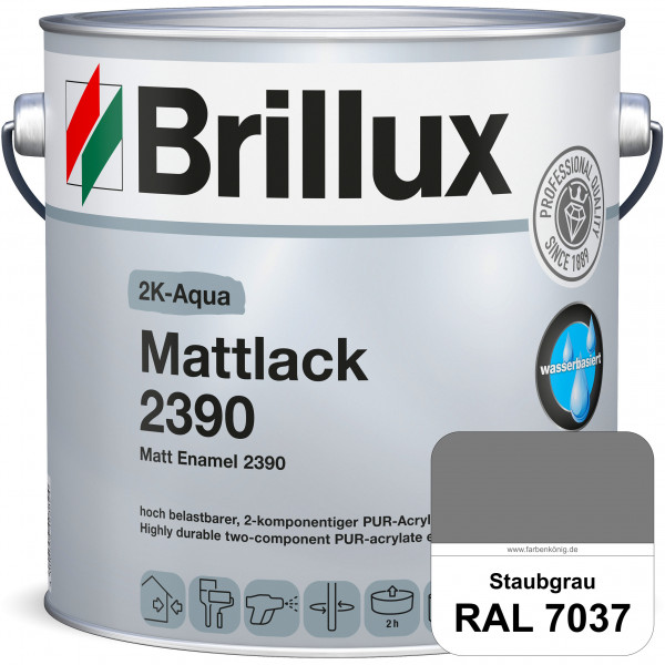 2K-Aqua Mattlack 2390 (RAL 7037 Staubgrau) mechanisch und chemisch hoch belastbar für außen & innen