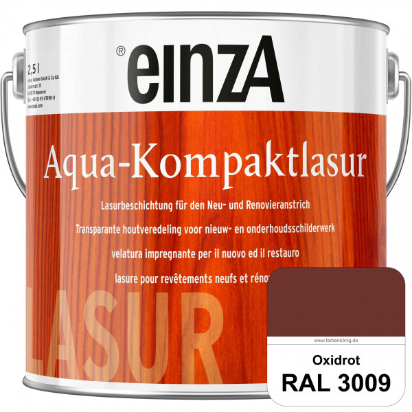 einzA Aqua-Kompaktlasur (RAL 3009 Oxidrot) wasserverdünnbare & feuchtigkeitsregulierende Lasurbeschi