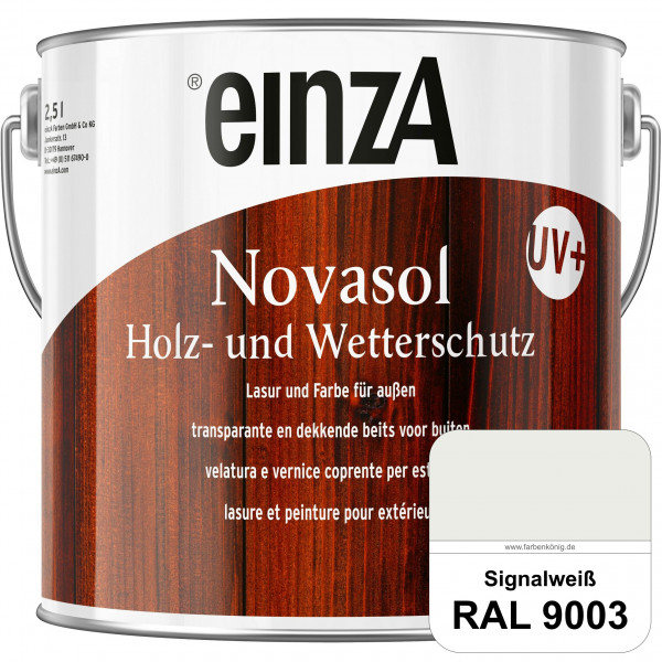 einzA Novasol HW Lasur (RAL 9003 Signalweiß) Lasierender Wetterschutz für außen