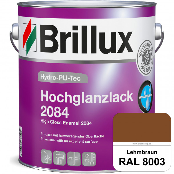 Hydro-PU-Tec Hochglanzlack 2084 (RAL 8003 Lehmbraun) wasserbasierter Hochglanzlack für Holz, Zink, A