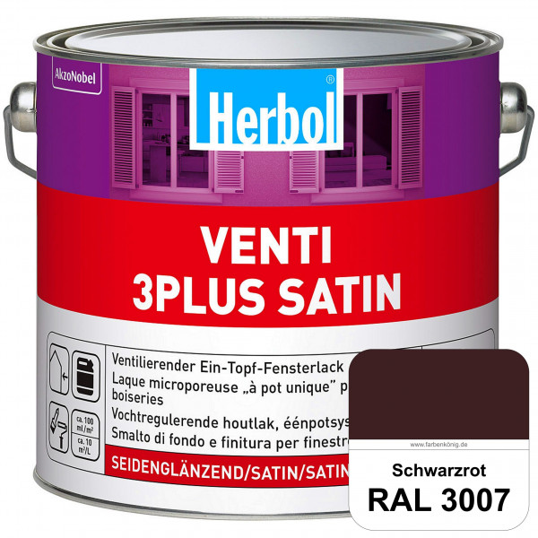 Venti 3Plus Satin (RAL 3007 Schwarzrot) feuchtigkeitregulierender & seidenglänzender Ein-Topf-Fenste