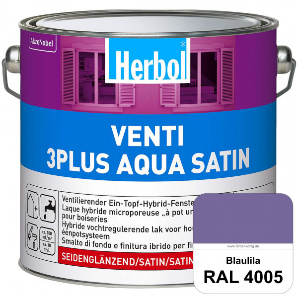 Venti 3Plus Aqua Satin (RAL 4005 Blaulila) wasserbasierter & feuchtigkeitregulierender Ein-Topf-Fens