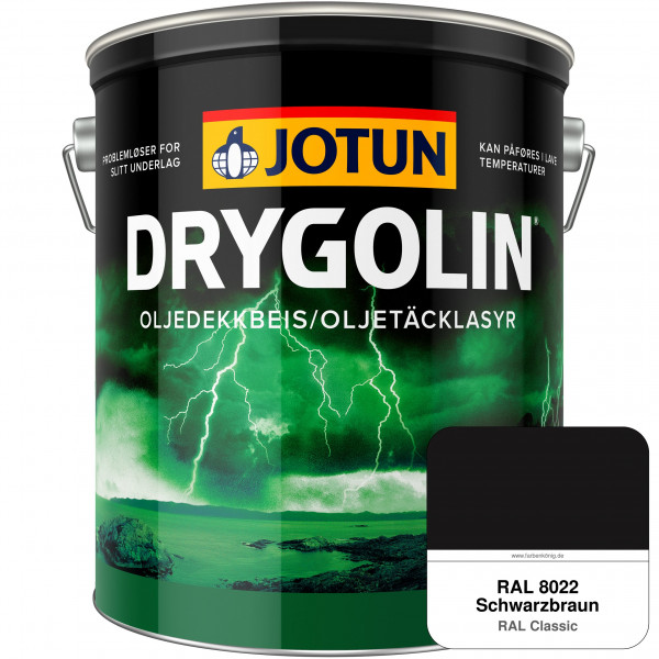 DRYGOLIN Oljedekkbeis - Deckende & wetterbeständige Öllasur für Außen (RAL 8022 Schwarzbraun)