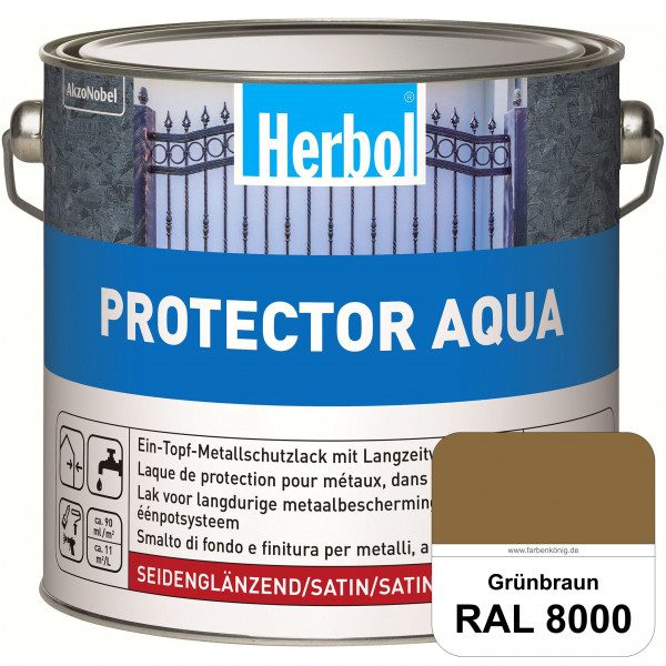 Protector Aqua (RAL 8000 Grünbraun) Lack für Eisen, Stahl und NE-Metalle (Innen&Außen)