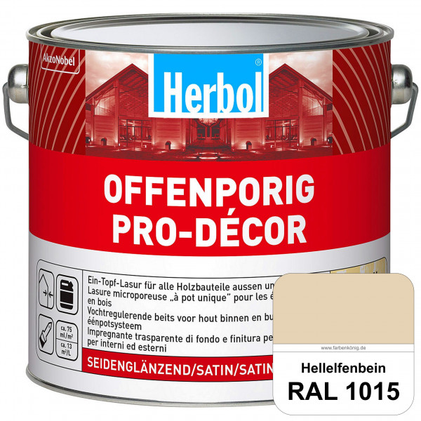 Herbol Offenporig Pro-Décor (RAL 1015 Hellelfenbein) Hochwertige Ein-Topf-Holzlasur mit 2-Phasen-UV-