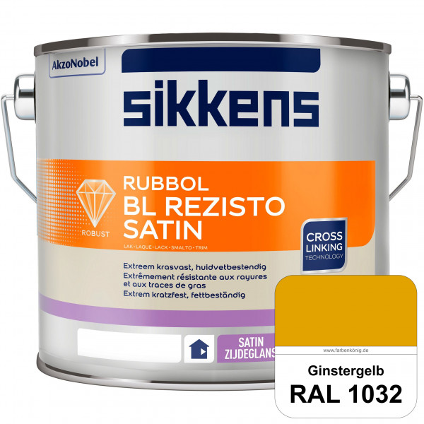 Rubbol BL Rezisto Satin (RAL 1032 Ginstergelb) seidenglänzender und strapazierfähiger Lack (wasserba