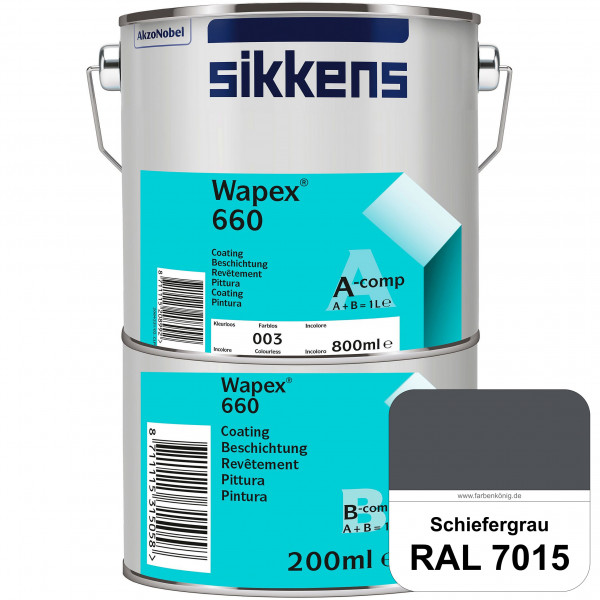 Wapex 660 Set (RAL 7015 Schiefergrau) seidenglänzende 2K-Epoxidharzlack für Böden & Wände (innen)