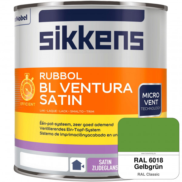 Rubbol BL Ventura Satin NEU (RAL 6018 Gelbgrün) Seidenglanzlack (wasserbasiert) Fenster außen
