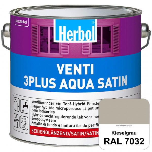 Venti 3Plus Aqua Satin (RAL 7032 Kieselgrau) wasserbasierter & feuchtigkeitregulierender Ein-Topf-Fe