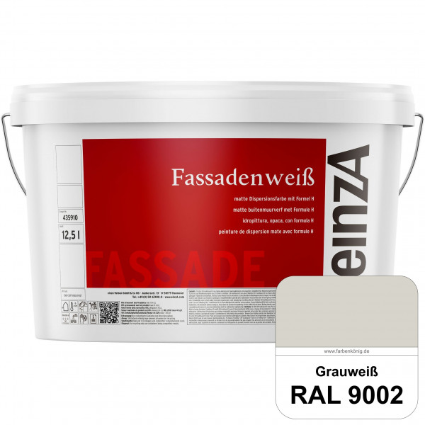 einzA Fassadenweiß (RAL 9002 Grauweiß) Sil-Fassadenfarbe gegen Schmutz & Vergrünung