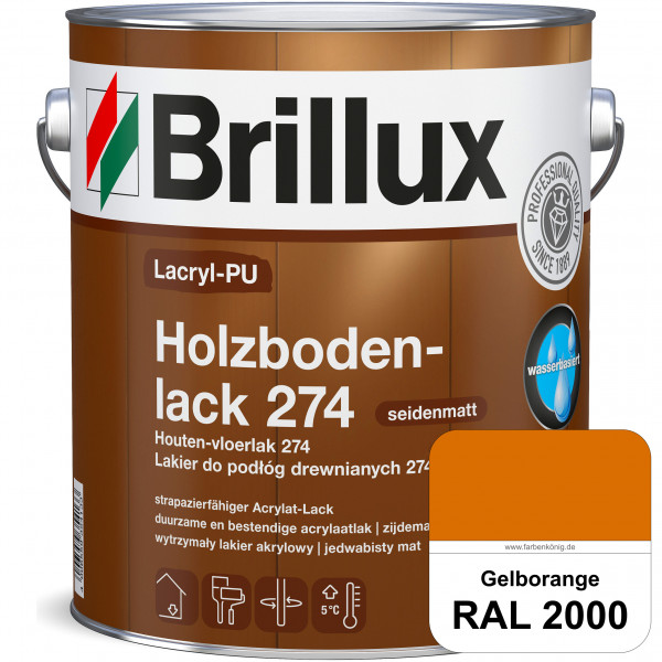 Lacryl-PU Holzbodenlack 274 (RAL 2000 Gelborange) hochwertige & widerstandsfähige, deckende Versiege