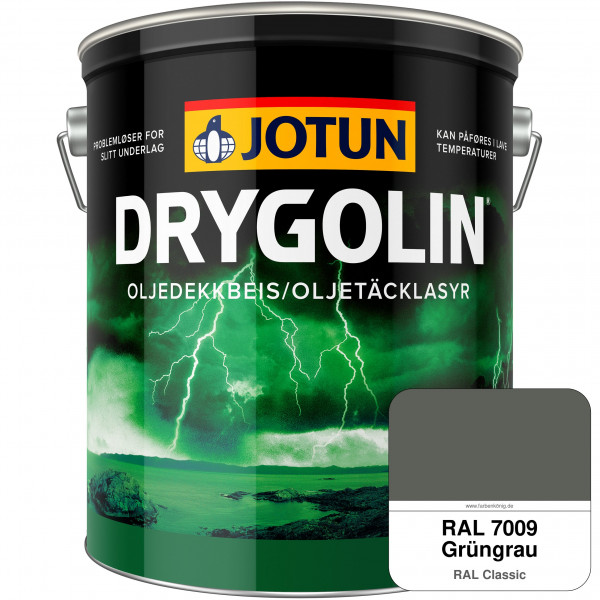 DRYGOLIN Oljedekkbeis - Deckende & wetterbeständige Öllasur für Außen (RAL 7009 Grüngrau)