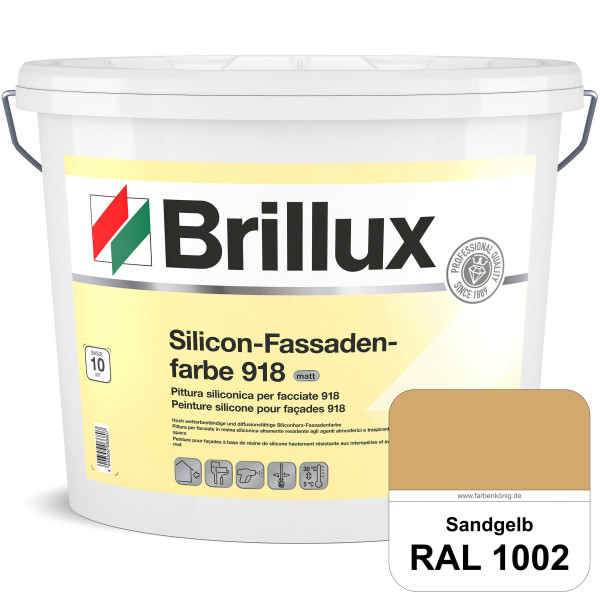 Silicon-Fassadenfarbe 918 (RAL 1002 Sandgelb) matt, hoch wetterbeständig und wasserabweisend