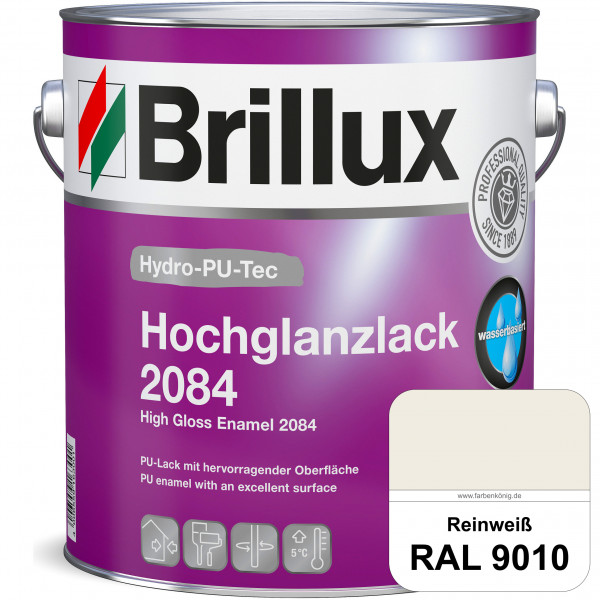 Hydro-PU-Tec Hochglanzlack 2084 (RAL 9010 Reinweiß) wasserbasierter Hochglanzlack für Holz, Zink, Al