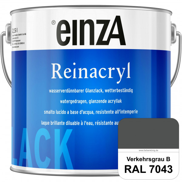 einzA Reinacryl (RAL 7043 Verkehrsgrau B) wetterbeständige glänzende Acryl-PU-Lackfarbe