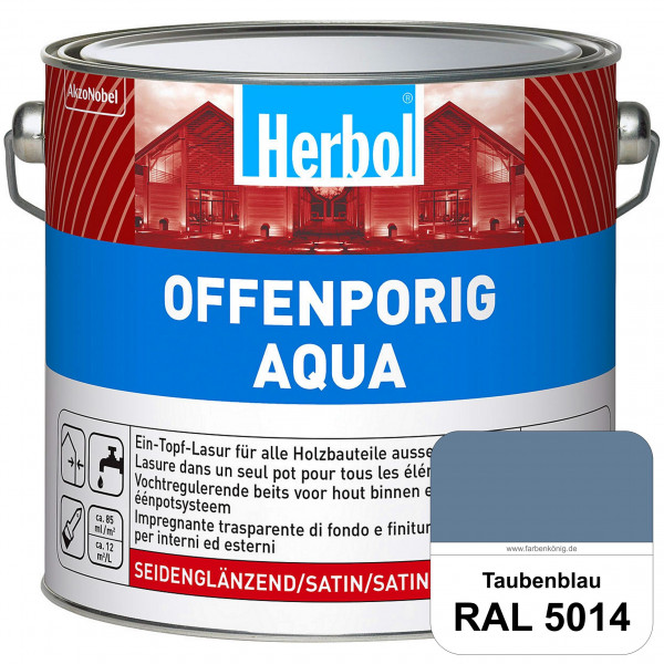 Offenporig Aqua (RAL 5014 Taubenblau) Wasserverdünnbar & hochwertige Ein-Topf-Holzlasur - Feuchtesch