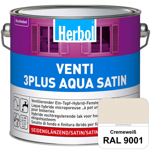 Venti 3Plus Aqua Satin (RAL 9001 Cremeweiß) wasserbasierter & feuchtigkeitregulierender Ein-Topf-Fen