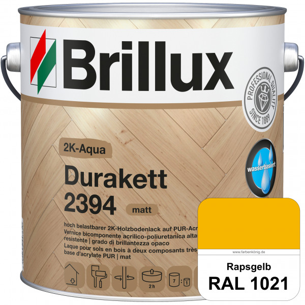 2K-Aqua Durakett 2394 (RAL 1021 Rapsgelb) Wasserbasierter 2K-Versiegelung für Parkettfußböden, Diele