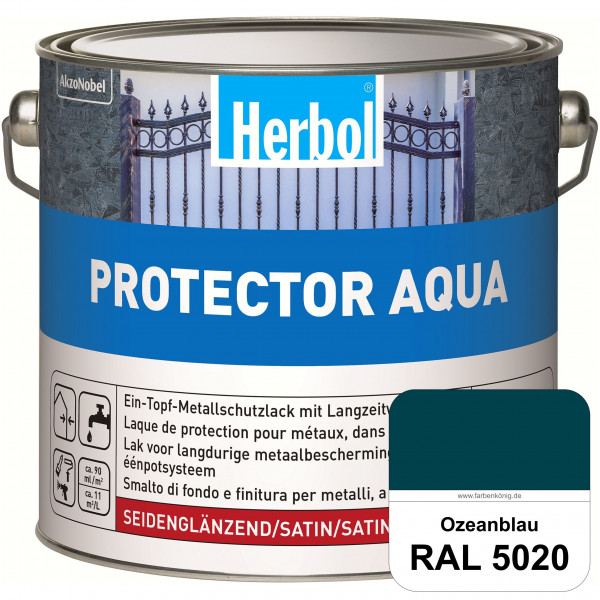 Protector Aqua (RAL 5020 Ozeanblau) Lack für Eisen, Stahl und NE-Metalle (Innen&Außen)