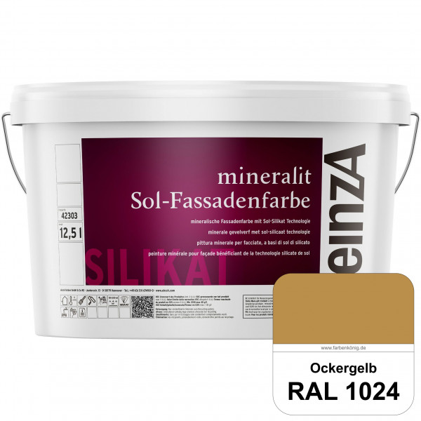 einzA mineralit Sol Fassadenfarbe (RAL 1024 Ockergelb) mineralische Fassadenfarbe mit Sol-Silikat Te
