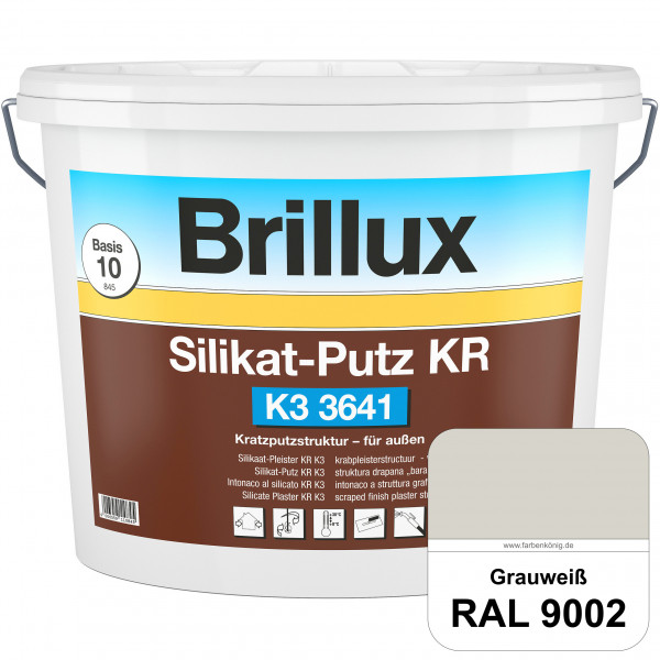 Silikat-Putz KR K3 3641 (RAL 9002 Grauweiß) Dekorativer Kratzputz auf Silikatbasis