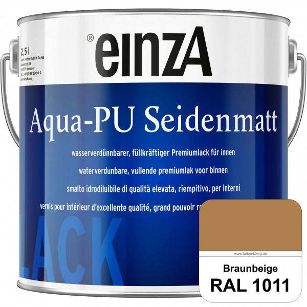 einzA Aqua-PU seidenmatt (RAL 1011 Braunbeige) wasserverdünnbarer Premiumlack für innen