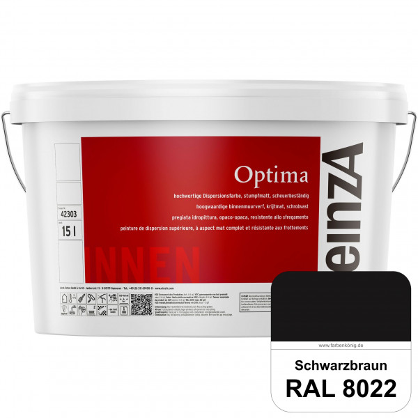 einzA Optima (RAL 8022 Schwarzbraun) Stumpfmatte Dispersionsfarbe für hochwertige Anstriche
