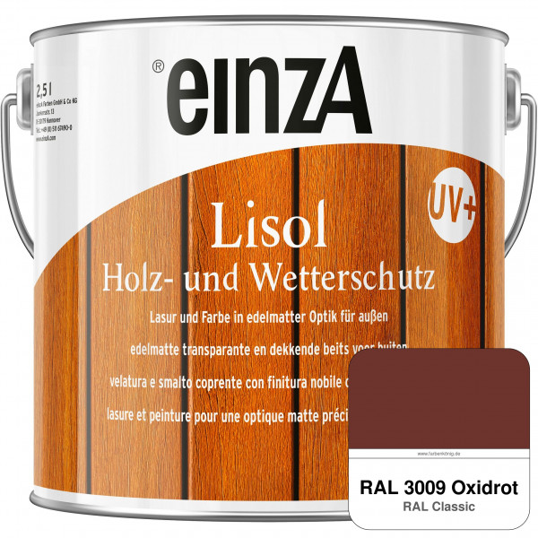 einzA Lisol Holz- und Wetterschutz Lasur und Farbe (RAL 3009 Oxidrot)