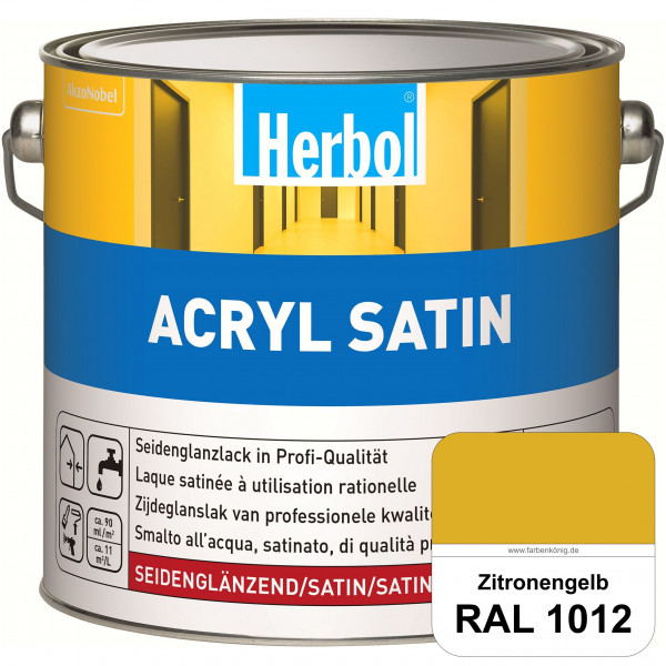 Acryl Satin (RAL 1012 Zitronengelb) wasserverdünnbarer seidenglänzender Lack (Innen & Außen)
