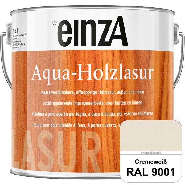 einzA Aqua-Holzlasur (RAL 9001 Cremeweiß) wasserverdünnbare offenporige Holzlasur für Holzbauteile