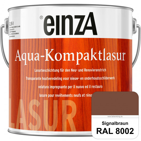 einzA Aqua-Kompaktlasur (RAL 8002 Signalbraun) wasserverdünnbare & feuchtigkeitsregulierende Lasurbe