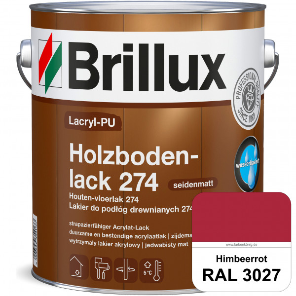 Lacryl-PU Holzbodenlack 274 (RAL 3027 Himbeerrot) hochwertige & widerstandsfähige, deckende Versiege