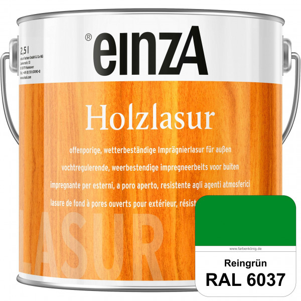 einzA Holzlasur (RAL 6037 Reingrün) Offenporige Imprägnierlasur für Außen-Holzbauteile
