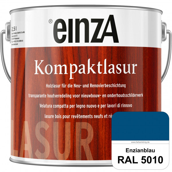 einzA Kompaktlasur (RAL 5010 Enzianblau) Lasuranstrich für den Neu- und Renovieranstrich