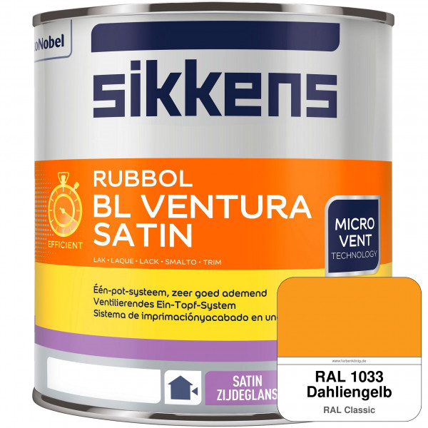 Rubbol BL Ventura Satin NEU (RAL 1033 Dahliengelb) Seidenglanzlack (wasserbasiert) Fenster außen