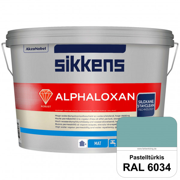 Alphaloxan (RAL 6034 Pastelltürkis) Professionelle Siliconharz-Fassadenfarbe (außen)