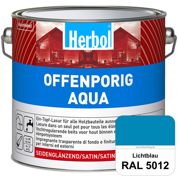 Offenporig Aqua (RAL 5012 Lichtblau) Wasserverdünnbar & hochwertige Ein-Topf-Holzlasur - Feuchteschu