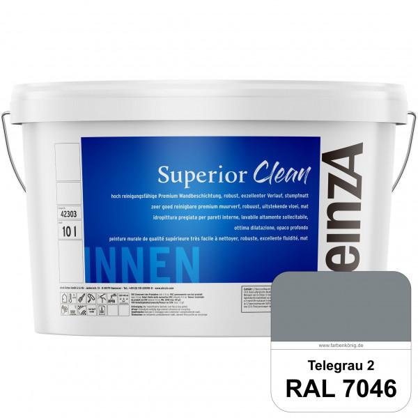 einzA Superior Clean (RAL 7046 Telegrau 2) Hoch reinigungsfähige, stumpfmatte Premium-Wandbeschichtu
