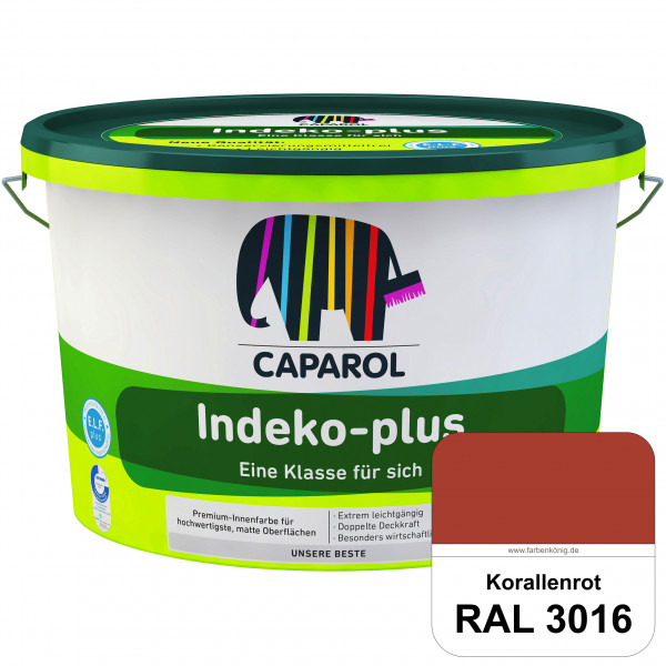Indeko-plus (RAL 3016 Korallenrot) doppeldeckende matte & hochwertige Innenfarbe