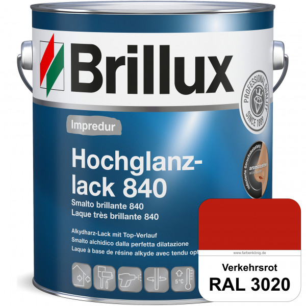 Impredur Hochglanzlack 840 (RAL 3020 Verkehrsrot) für Holz- und Metallflächen (löselmittelhaltig) in