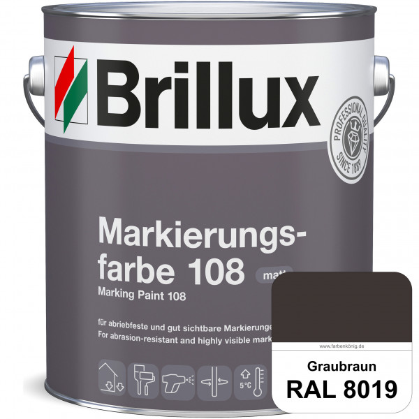 Markierungsfarbe 108 (RAL 8019 Graubraun) Markierungsfarbe für Asphalt, Betonböden, Zementestrichen
